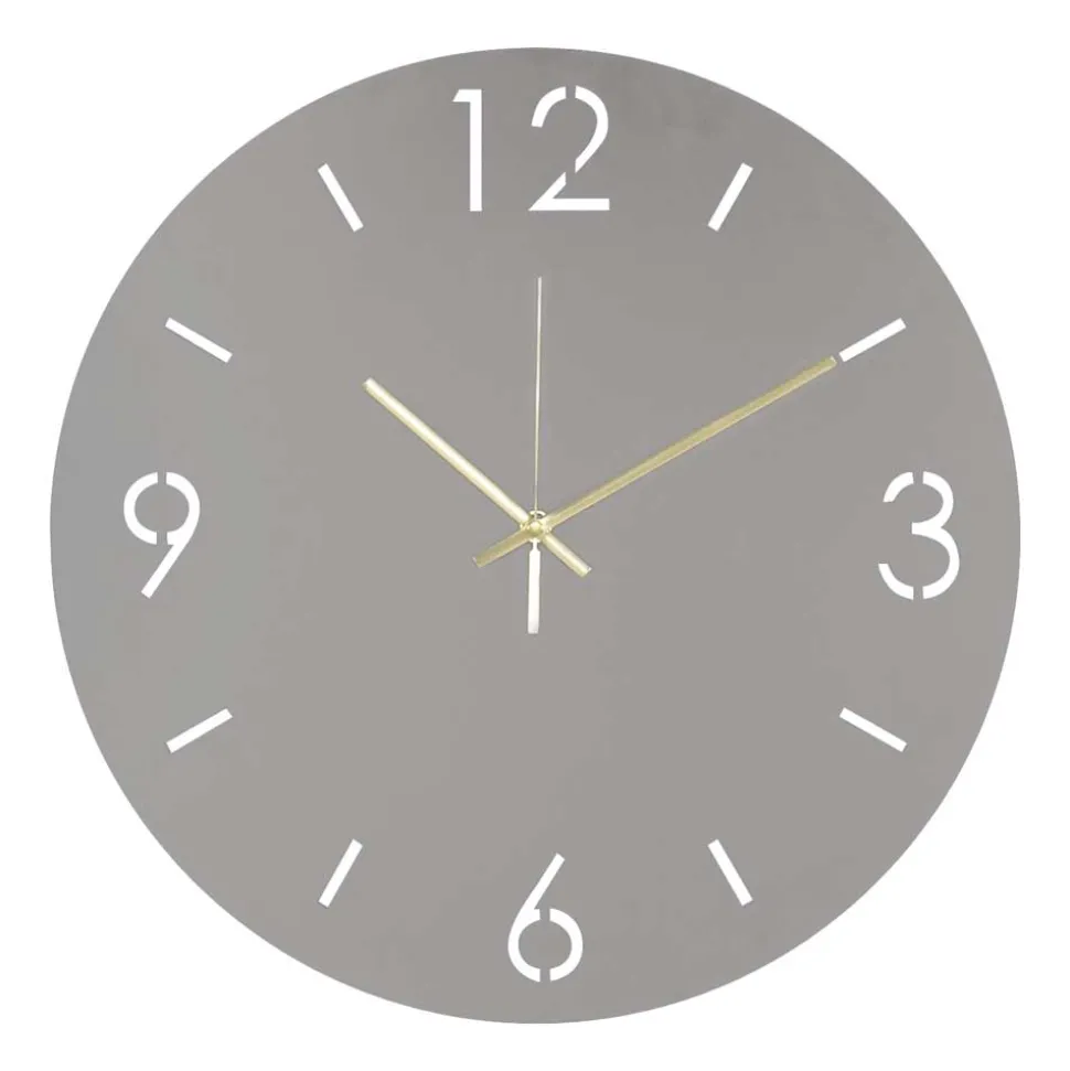 Runde Uhr in Taupe aus Stahl - Bombasti