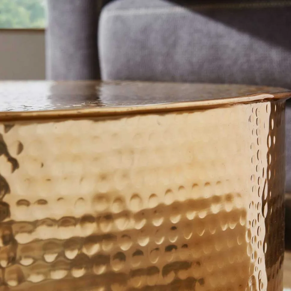 Runder Alu Couchtisch in Goldfarben - Cosima