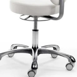 Runder Arbeitshocker mit Lehne in Weiß Kunstleder - Mosari