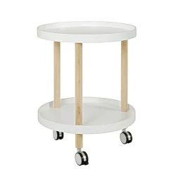 Runder Beistelltisch auf Rollen Emia mit 2 Ablagen