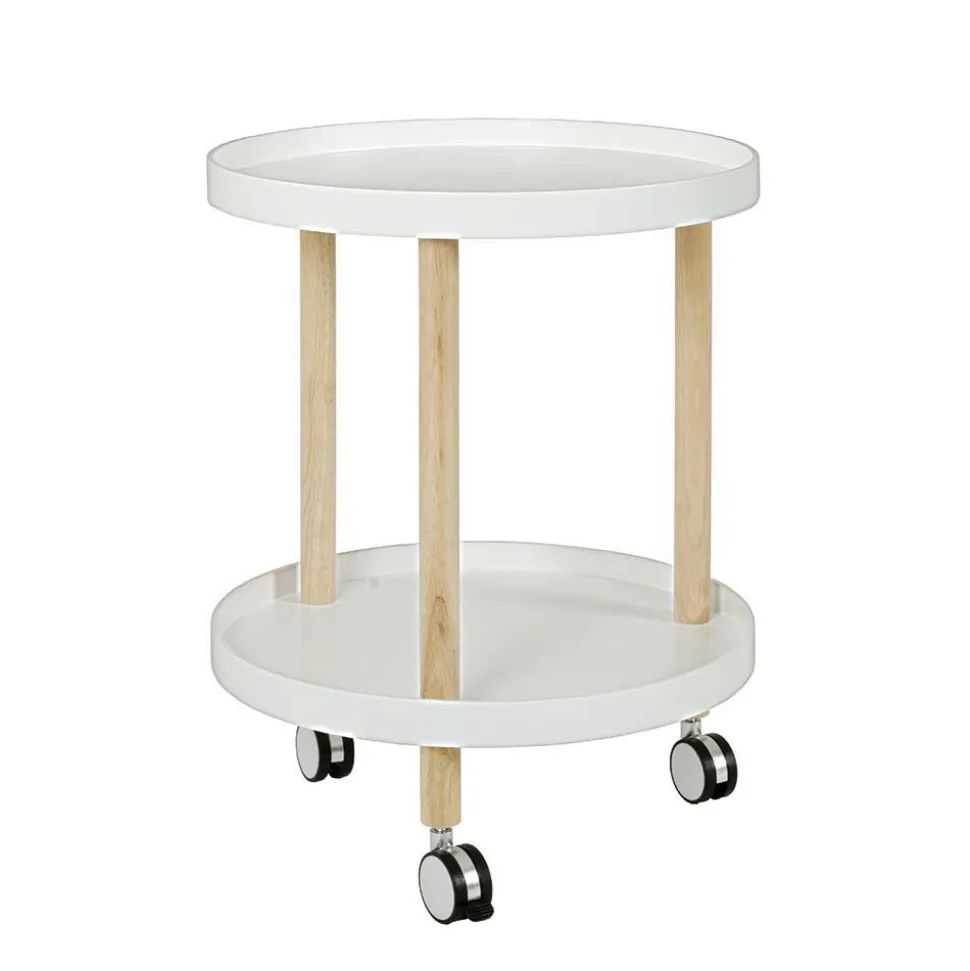 Runder Beistelltisch auf Rollen Emia mit 2 Ablagen