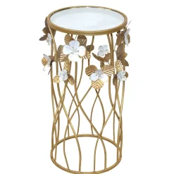 Runder Beistelltisch aus Spiegelglas & Metall - Nycholo