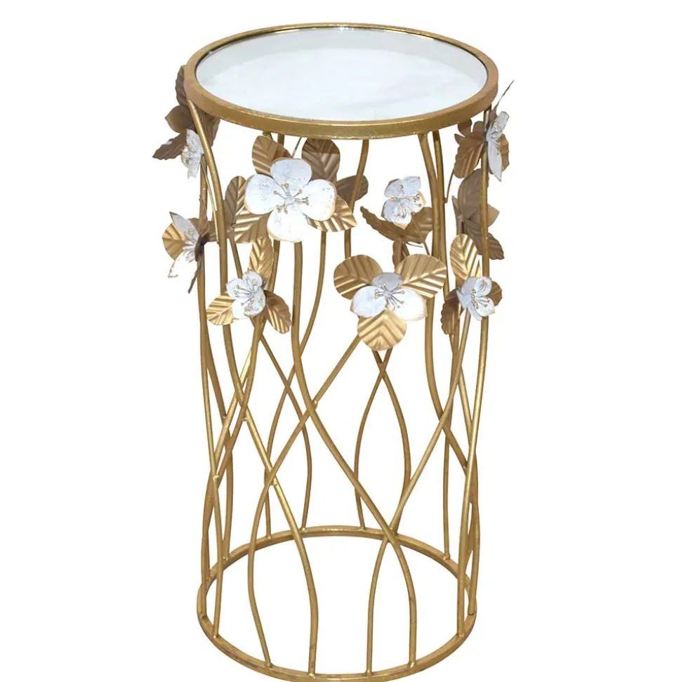 Runder Beistelltisch aus Spiegelglas & Metall - Nycholo