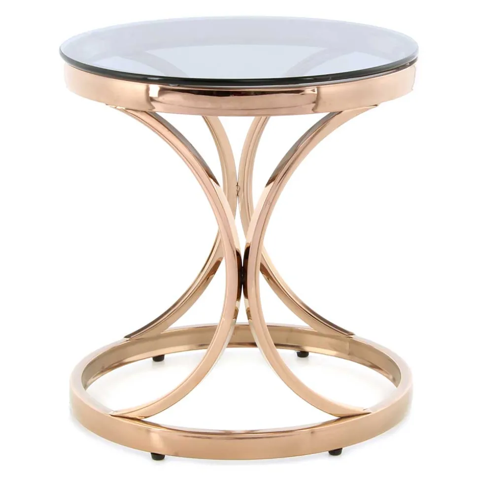 Runder Beistelltisch in Grau & Rosegold - Zenus