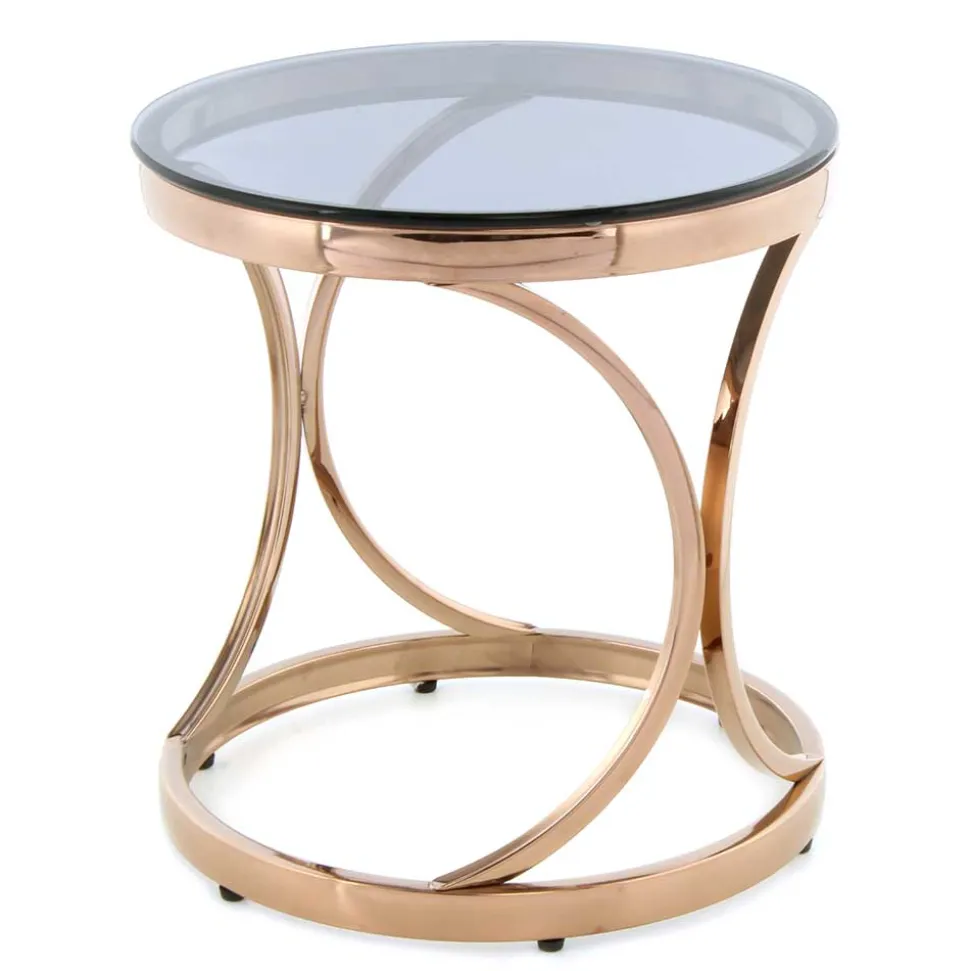 Runder Beistelltisch in Grau & Rosegold - Zenus