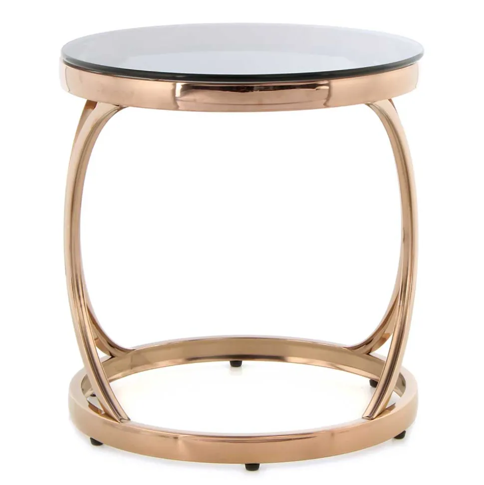 Runder Beistelltisch in Grau & Rosegold - Zenus