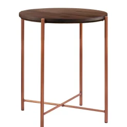Runder Beistelltisch in Nussbaum und Kupfer - Jailen