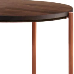 Runder Beistelltisch in Nussbaum und Kupfer - Jailen