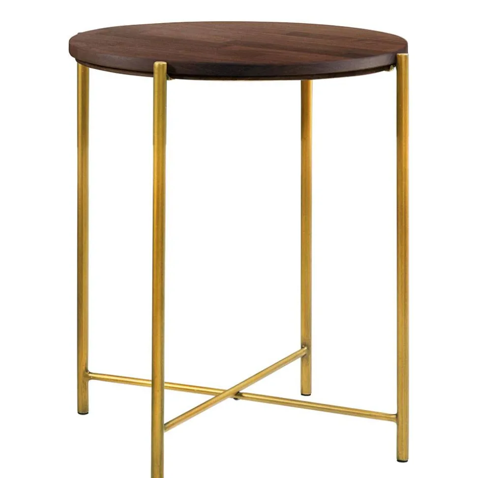 Runder Beistelltisch in Nussbaum und Bronze - Vanimarias