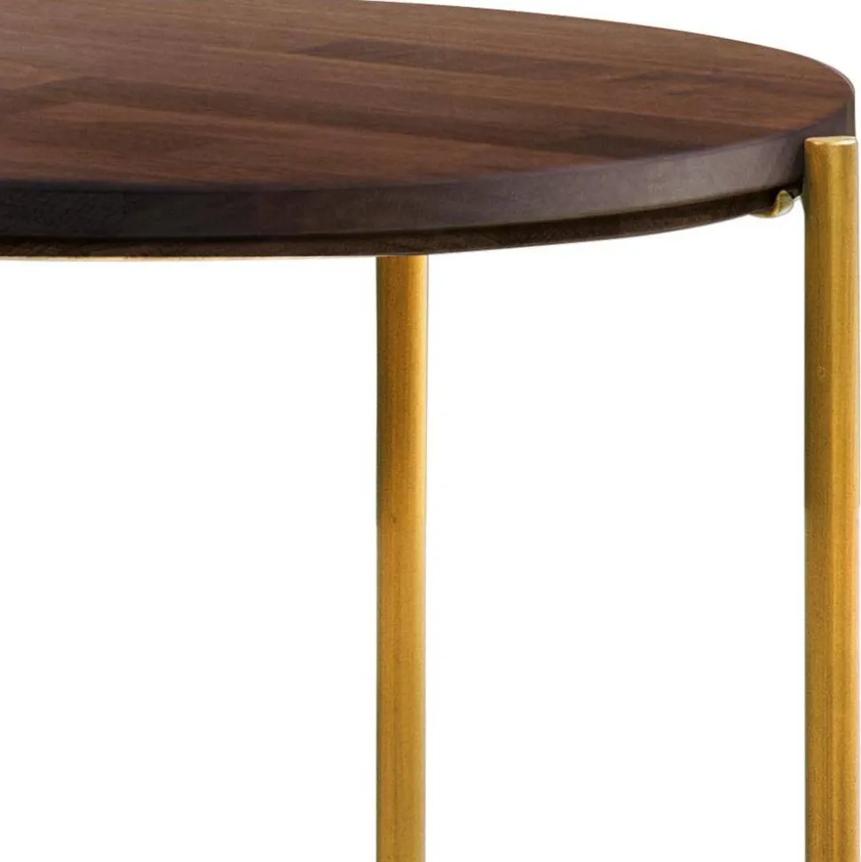 Runder Beistelltisch in Nussbaum und Bronze - Vanimarias