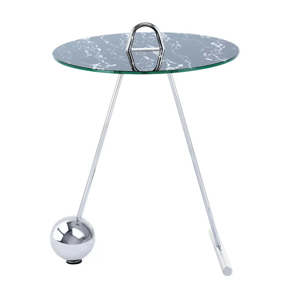 Runder Beistelltisch in Schwarz & Silber - Chaylin