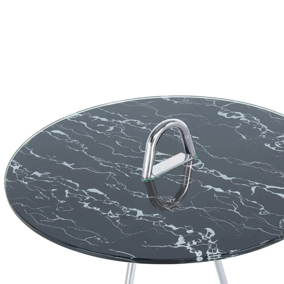 Runder Beistelltisch in Schwarz & Silber - Chaylin