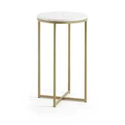 Runder Beistelltisch mit Marmor Steinplatte - Vinda