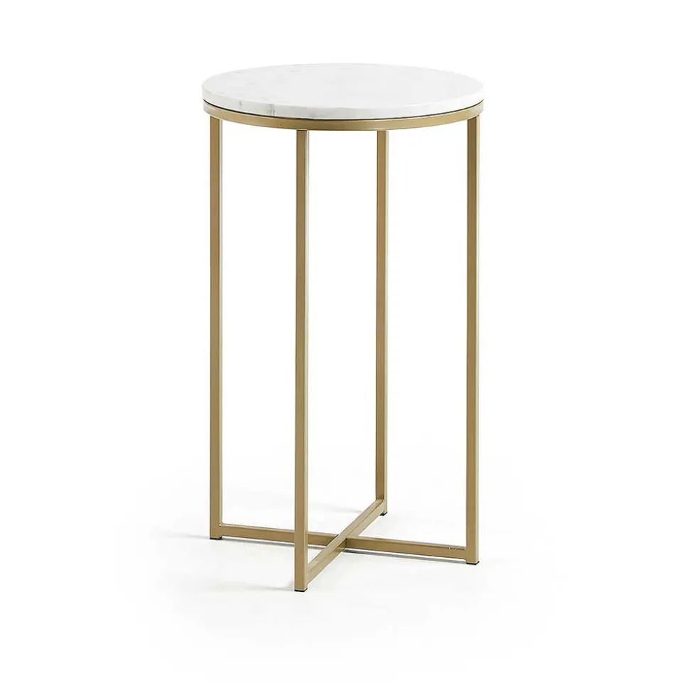 Runder Beistelltisch mit Marmor Steinplatte - Vinda