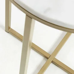 Runder Beistelltisch mit Marmor Steinplatte - Vinda