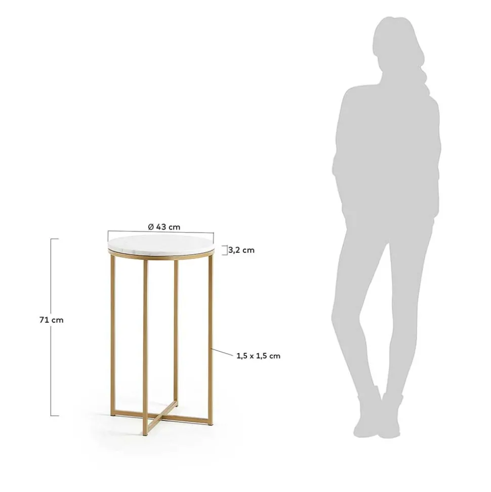 Runder Beistelltisch mit Marmor Steinplatte - Vinda