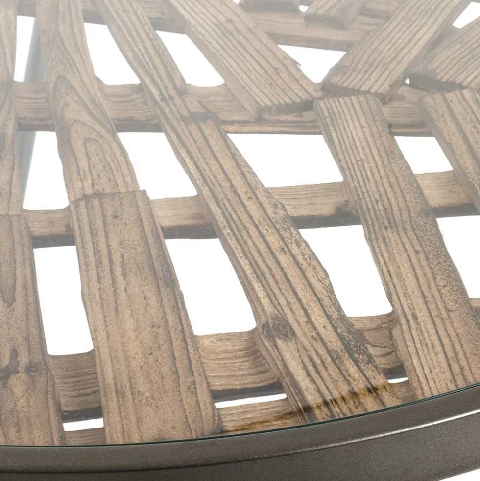 Runder Beistelltisch mit Glas & Holz - Caleo