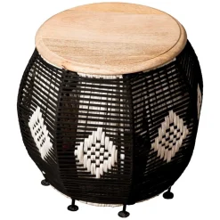 Runder Beistelltisch mit Kordel Geflecht Gestell - Medinus