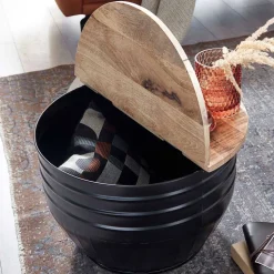 Runder Couchtisch mit Fass Metallgestell - Acapella