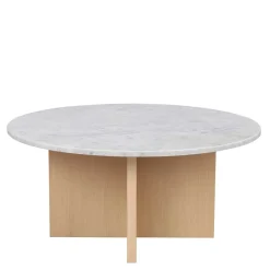 Runder Couchtisch mit Marmorplatte Weiß Grau - Buonco