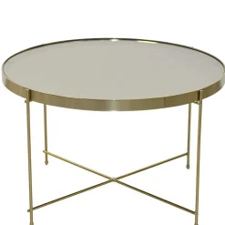 Runder Couchtisch mit Spiegelglas Platte - Justina