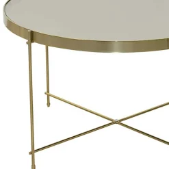 Runder Couchtisch mit Spiegelglas Platte - Justina