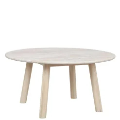 Runder Couchtisch mit Steinplatte Travertin Beige - Wroniko