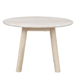 Runder Couchtisch mit Steinplatte Travertin Beige - Wroniko