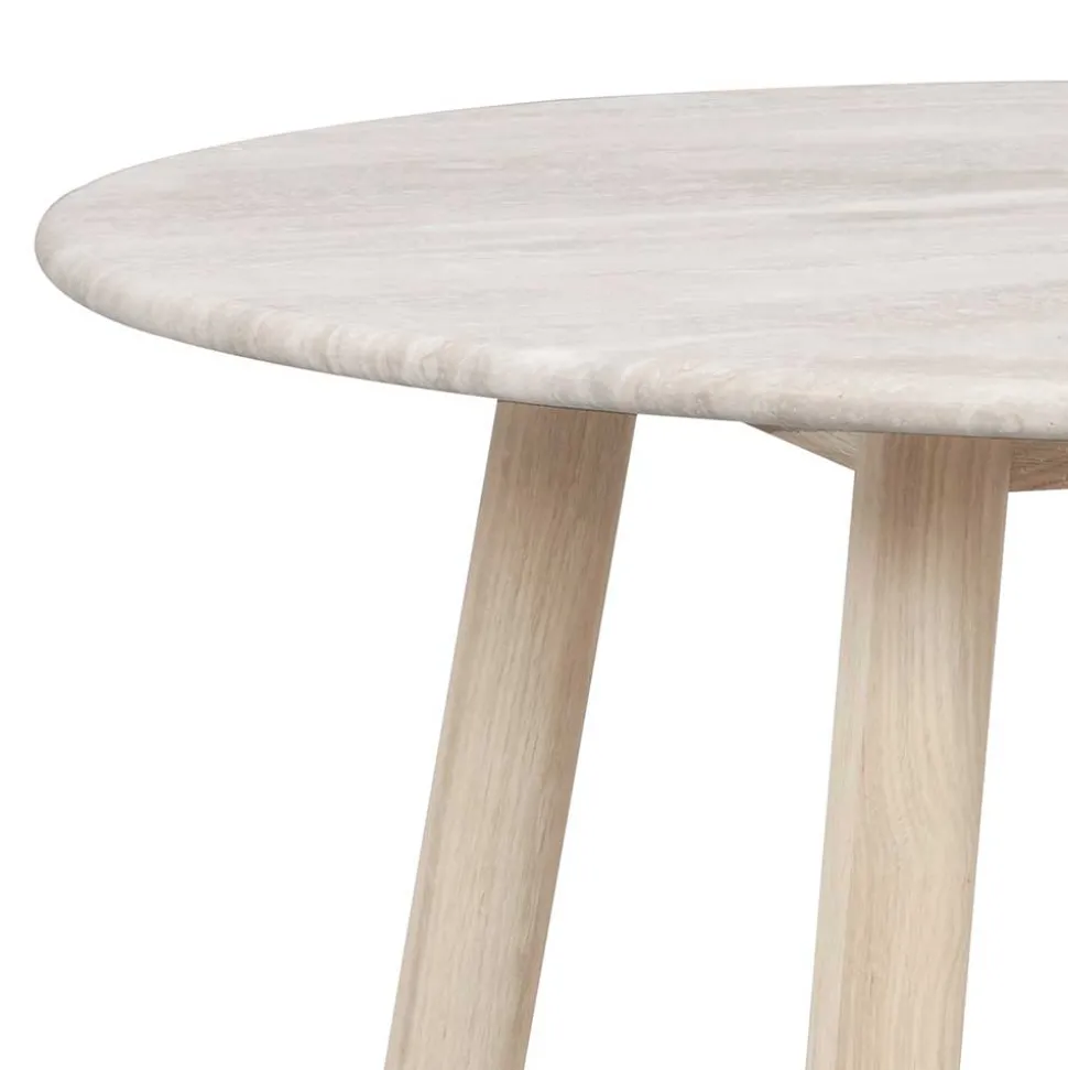 Runder Couchtisch mit Steinplatte Travertin Beige - Wroniko