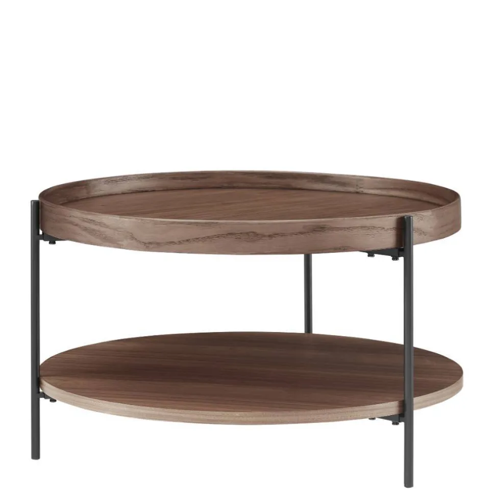 Runder Couchtisch mit Walnuss Furnier - Ezema