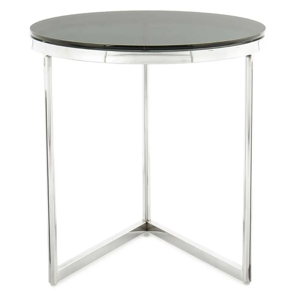 Runder Design Beistelltisch mit Glasplatte Schwarz - Steven