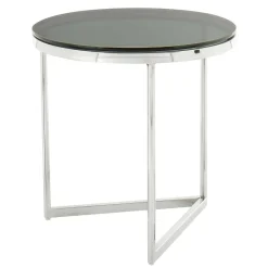 Runder Design Beistelltisch mit Glasplatte Schwarz - Steven