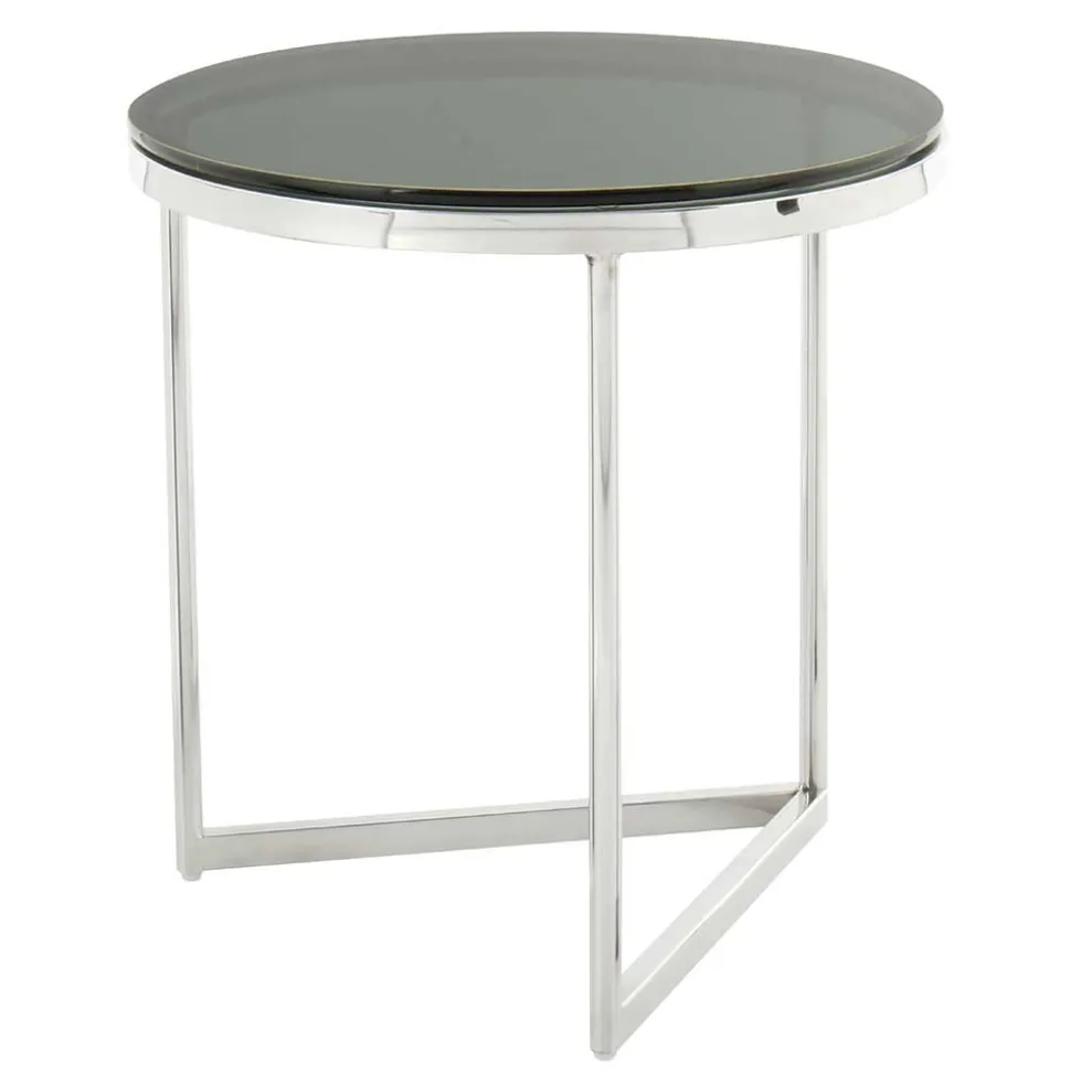 Runder Design Beistelltisch mit Glasplatte Schwarz - Steven