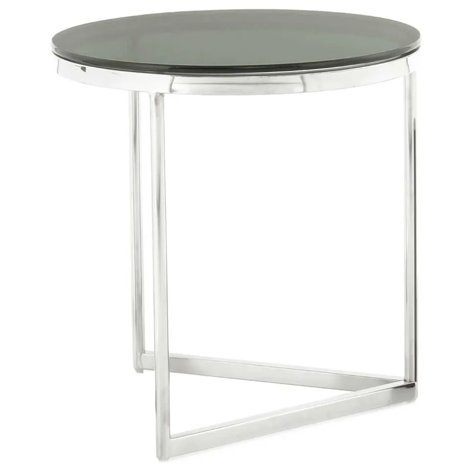 Runder Design Beistelltisch mit Glasplatte Schwarz - Steven