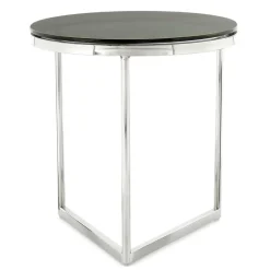 Runder Design Beistelltisch mit Glasplatte Schwarz - Steven