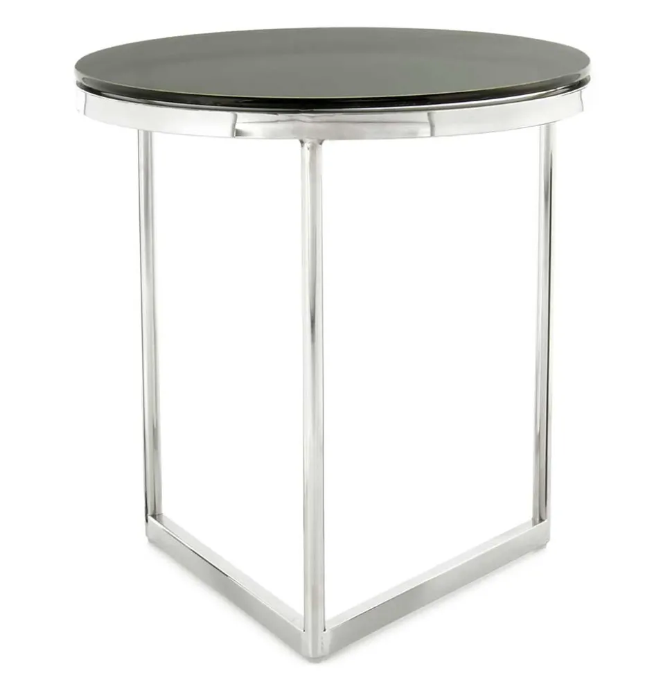 Runder Design Beistelltisch mit Glasplatte Schwarz - Steven