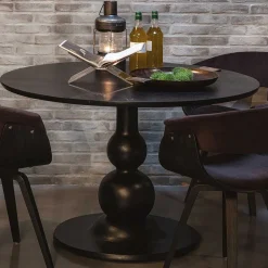 Runder Design Esstisch in Schwarz lackiert - Bottaro