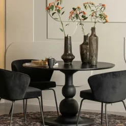 Runder Design Esstisch in Schwarz lackiert - Bottaro