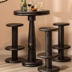 Runder Design-Bartisch in Schwarz - Imonasa