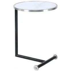 Runder Designer Anstelltisch aus Glas & Metall - Broncing