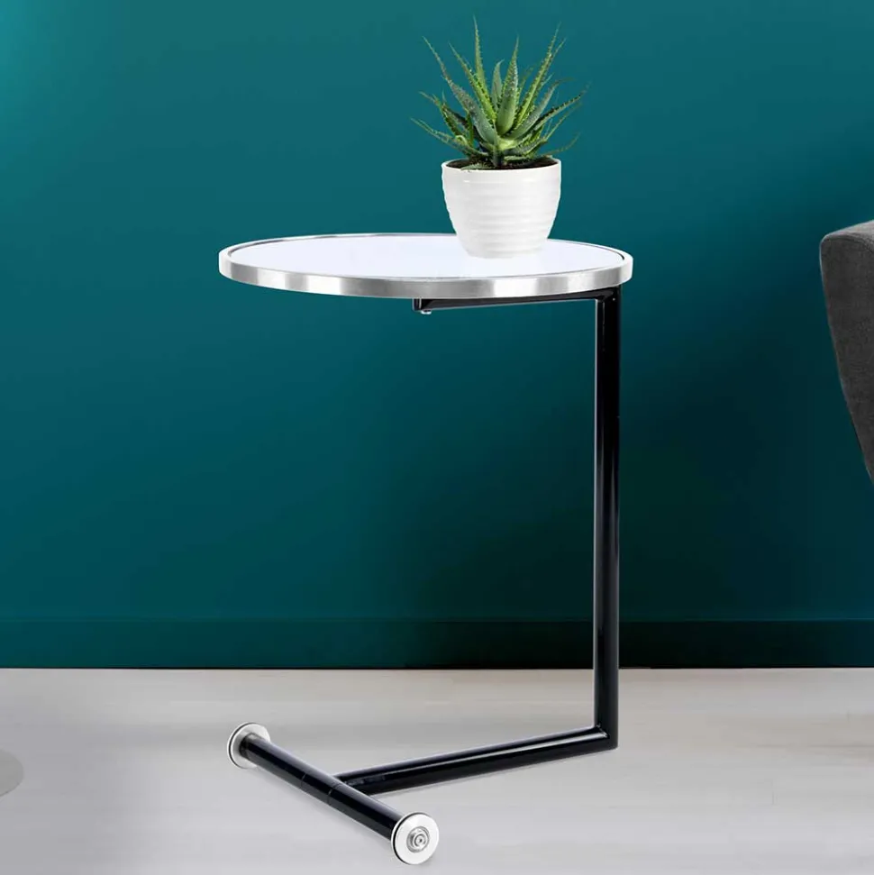 Runder Designer Anstelltisch aus Glas & Metall - Broncing