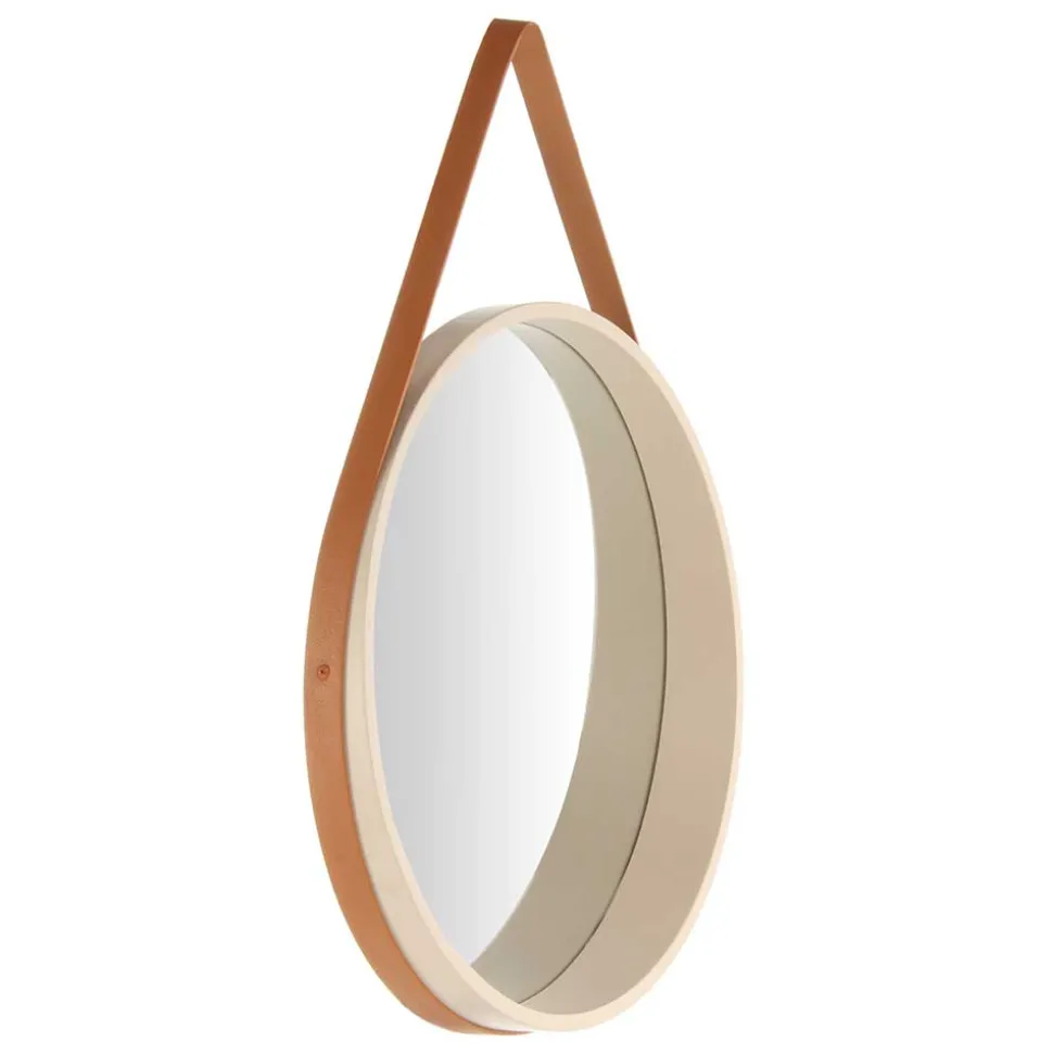 Runder Designspiegel in Creme & Braun - Venus