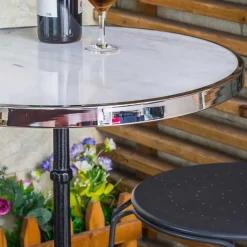 Runder Designtisch aus Marmor & Gusseisen - Perleberg