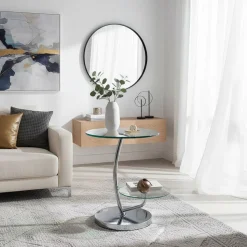 Runder Designtisch mit 2 Glasplatten - Conoro