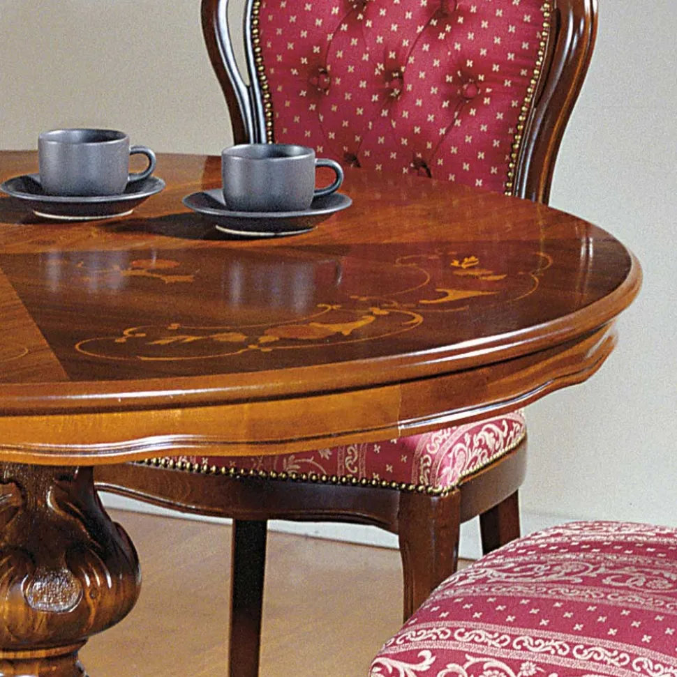 Runder Esstisch im Barockstil Magari mit Nussbaum Furnier