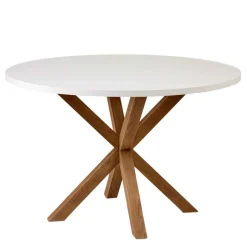 Runder Esstisch in Weiß & Holzoptik Natur - Maggio