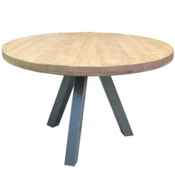 Runder Esstisch mit Holzplatte Mango - Belafoma