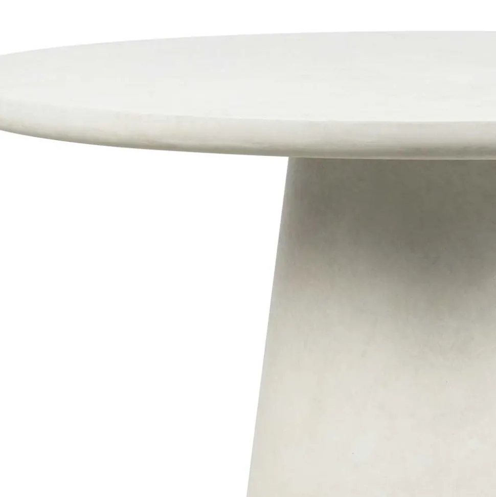 Runder Esszimmer Säulentisch in Weiß Tonfaser - Emsa