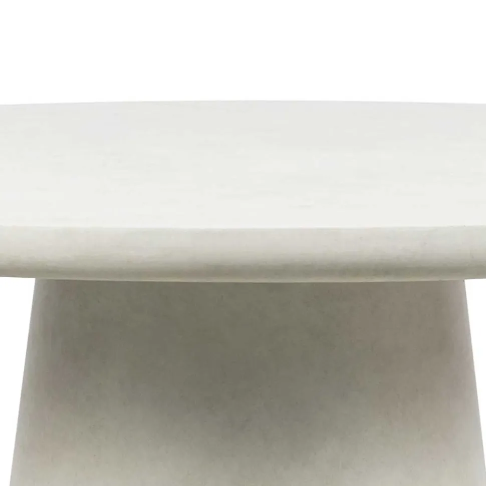 Runder Esszimmer Säulentisch in Weiß Tonfaser - Emsa