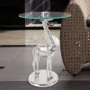 Runder Glas Beistelltisch mit Giraffe als Fuß - Fenya